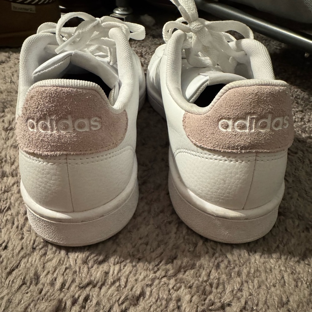 Adidas women’s White and Light Pink Sneakers